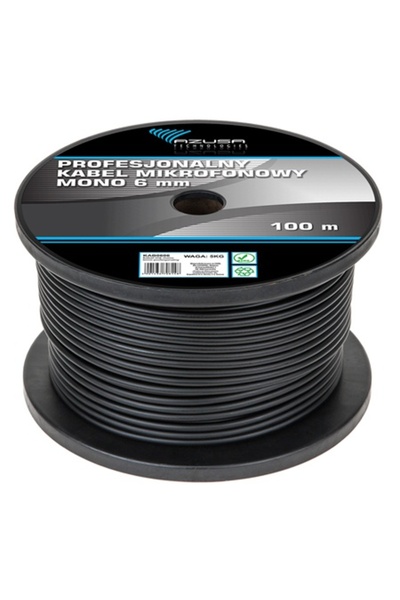 AZUSA Cablu profesional mono pentru microfon 6.2mm, rolă de 100m, miez de cup...
