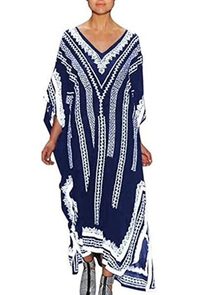 GENERAL Women's Bohemian Kaftan Maxi Loungewear Oversized Nightgown Homewear ...