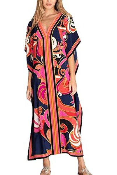 YouKD Women's Long Kaftan Maxi Dress Boho Swimsuit Beach Cover Up Robes One S...