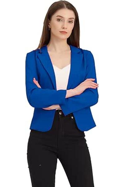 Allegra K Women's Open Front Office Work Business Crop Suit Blazer Jacket