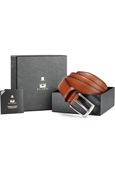 GENERAL MILORDE Men's Genuine Leather Dress Belt, Handmade, 100% Cow Leather,...