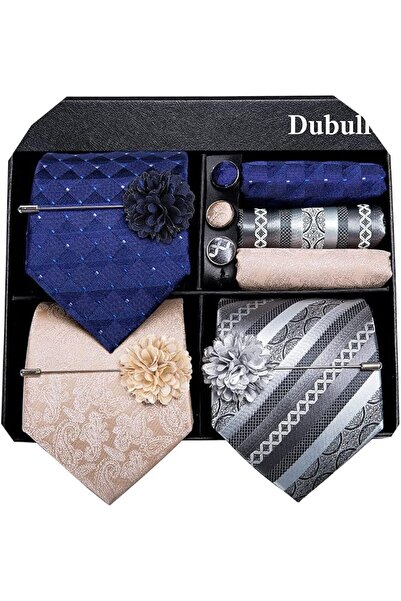 Dubulle Mens Paisely Silk Tie for Men Necktie and Pocket Square Set