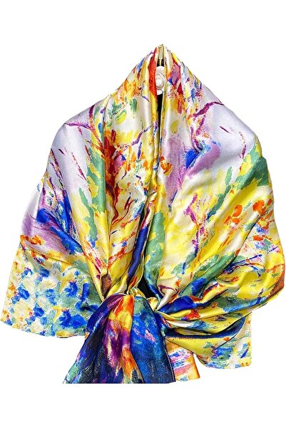 GENERAL Fashion Scarves 100% Satin Silk Scarf Long Lightweight Sunscreen Shaw...
