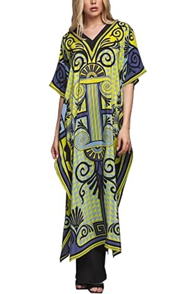 YouKD Maxi Dress V-neck Kaftan Boho Beach Bikini Cover Up Robe Plus Size Loun...