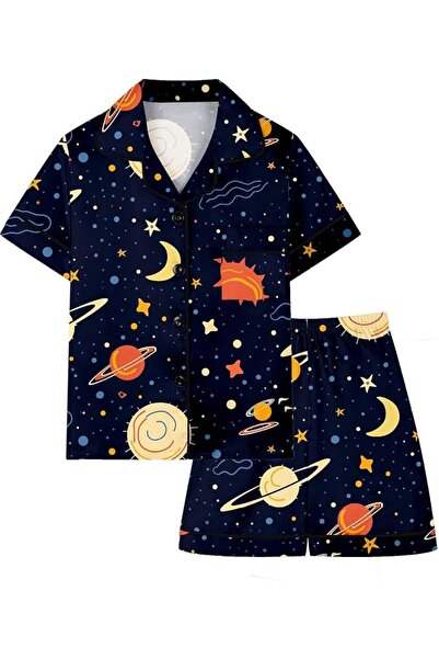 GENERAL Schbbbta Girls Boys Satin Pajamas Set, 2Piece Silk Nightwear Button-D...