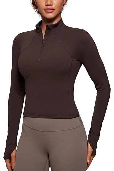 CRZ YOGA Women's Butterluxe Long Sleeve Workout Shirts Half Zip Pullover Swea...