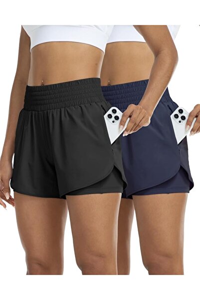 GENERAL YEZII Womens High Waist Running Shorts Athletic Workout Quick Dry Sho...