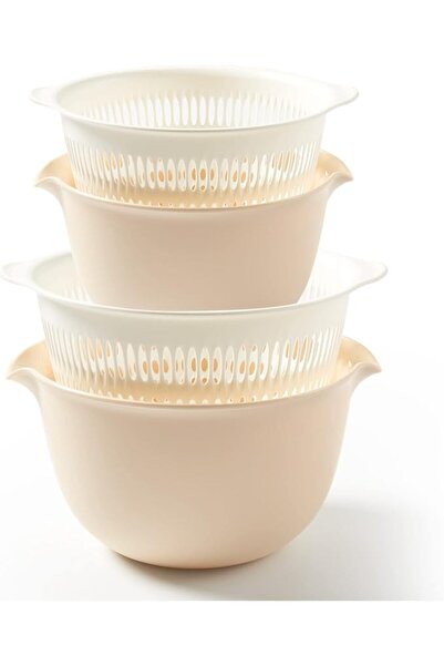 SYOSI 2 In 1 Kitchen Colander Set with Bowl Strainer BPA Free Plastic Fruits ...
