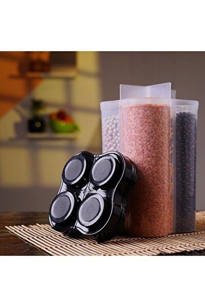 Clazkit Airtight Transparent Plastic Lock Food Storage 4 Section Container Ja...