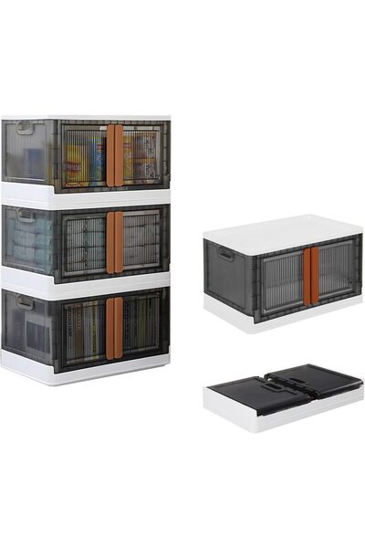Arabest 3 Pack 8.4 Gallon Collapsible Storage Boxes,Lidded,Wheeled,Folding,fo...