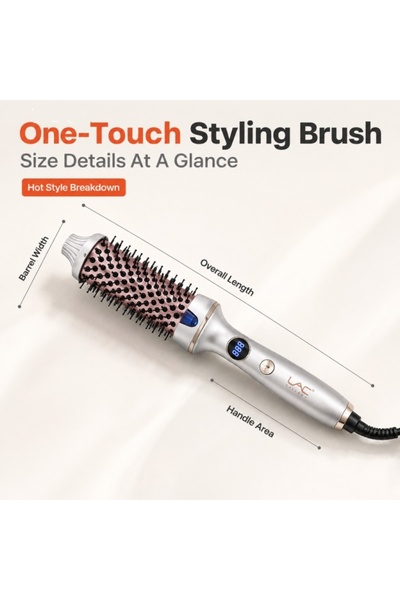 Generic Brand Heated Round Brush with Digital Display, Thermal Curling Styling Brush, Even Heat Distribution for Smooth Frizz‑Free Shiny Curls, Ergonomic Handle Adjustable Temperature Hot Brush