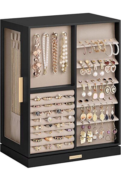 SONGMICS GISELLA Collection - Jewellery Box Organiser 360° Rotating, Vertical...