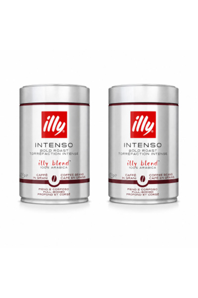 illy Set de 2 x Intenso, boabe de cafea, 100% Arabica, prăjire intensă, 250 g...
