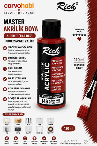 Rich Akrilik Boya 120 ml Hobi Etkinlik 3D Boyama Taş Boyama Akrilik Boyaları ...
