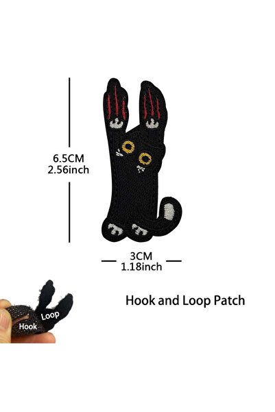 Choice 01-Hook Loop Black Climbing Kitten Fabric Applique Embroidery Patches,...