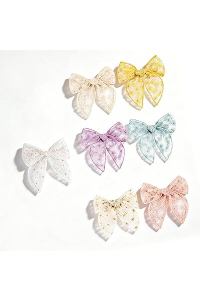 GENERAL 7 Pack Sweet Ribbon Bow Hair Clips, Decorative Barrettes for School, ...