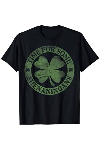 4Car Men's St. Patrick's Day T-Shirt-100 Cotton Loose Round Neck Four-Leaf Cl...
