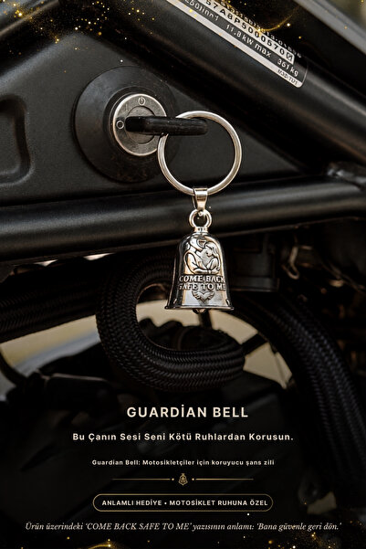 Motosiklet Aksesuar Come Back Safe To Me Guardian Bell Gümüş Kaplamalı Motorcu Anahtarlık-Şans ve Koruma Çanı Uğur Tılsımı