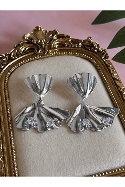 FLAWSOME JEWELRY STORE Steel Zircon Stone Silver Earrings