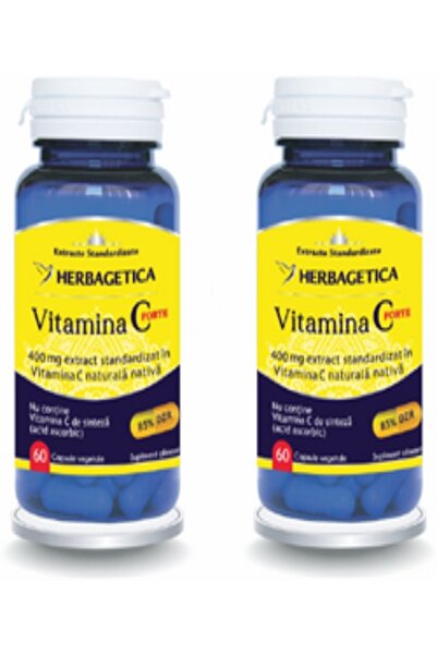 herbagetica Vitamina C Forte 400mg (60+60 capsule) – Pachet Promo 1+1 Cadou, ...