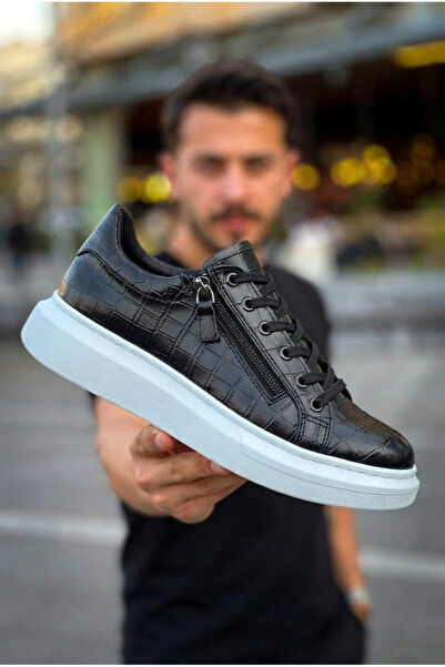 Zerenyus Zrk-X309 Premium Alexandre Black and White Zipper and Lace-Up Casual...