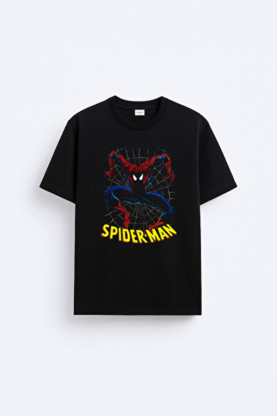 cesita Spider-Man Printed Cotton Black T-Shirt T-Shirt