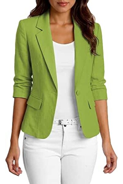 Minar Mina Self 2026 Women's Summer 3/4 Sleeve Linen Blazer - Lightweight Bre...