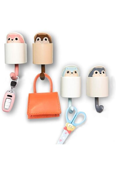 Tazweeq 4PCS Creative Squirrel Wall Hook Key Holder, Kids Cute Coat Wall Hook...