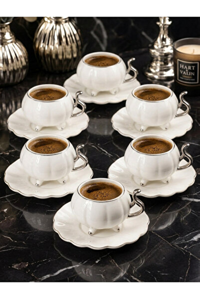 ACAR Britton 6-Piece Porcelain Coffee Cup Set Silver 90 ml 09411