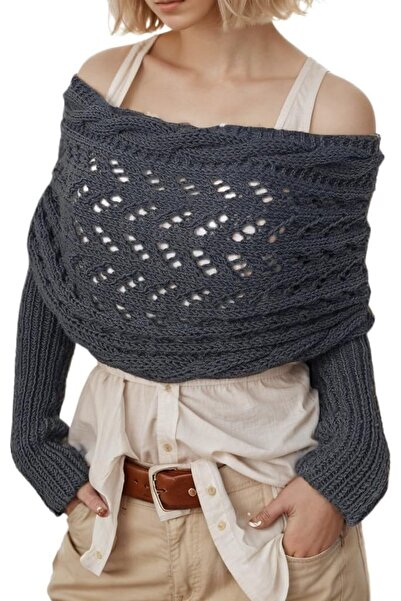 GENERAL Sweater Scarf with Sleeves for Women Multi-Use Knitted Cable Wrap Shr...