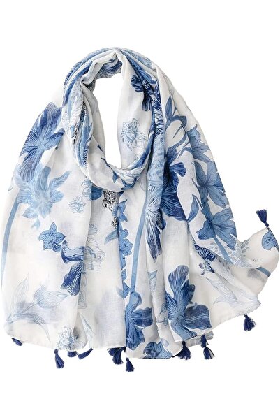 NALACAL Women's Lightweight Floral Hijab Scarf with Tassels - Soft, Breathabl...