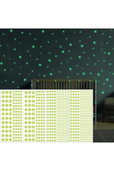 ALMEKAQUZ 840 Pcs 3D Room Wall Decor, Glow in The Dark Stars Stickers for Cei...