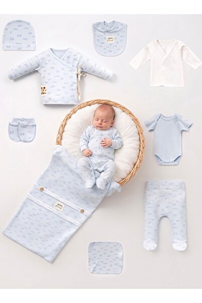 Cherub Baby Home Patterned Double-Breasted Newborn Baby Boy 10-Piece Hospital...