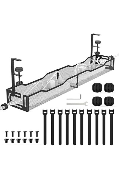 GENERAL Under Desk Cable Management Tray No Drill, Metal Mesh Cable Tray with...