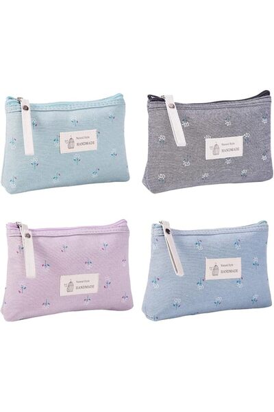 BIGTHREE Make Up Bag, 4 Pcs Canvas Portable Makeup Bag, Multi-Functional Smal...