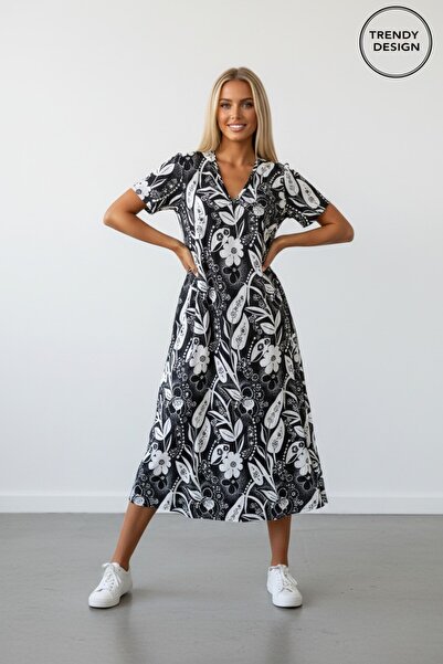 Trendy Design Rochie Midi de Vară – Confort și Imprimeuri Elegante