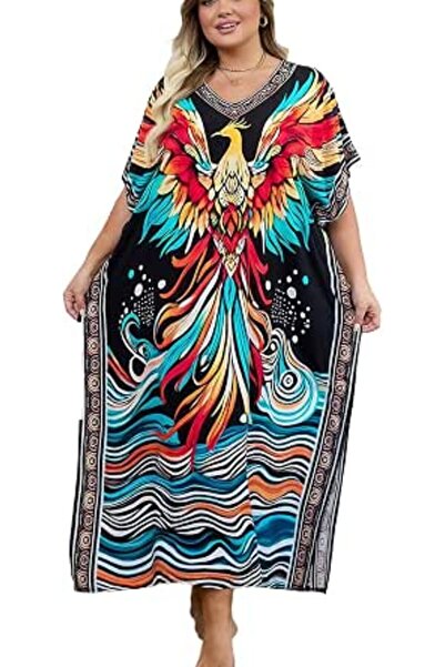YouKD Women's Summer Boho Kimono Long Shirt Dress Large Size Robe Beach Wraps...