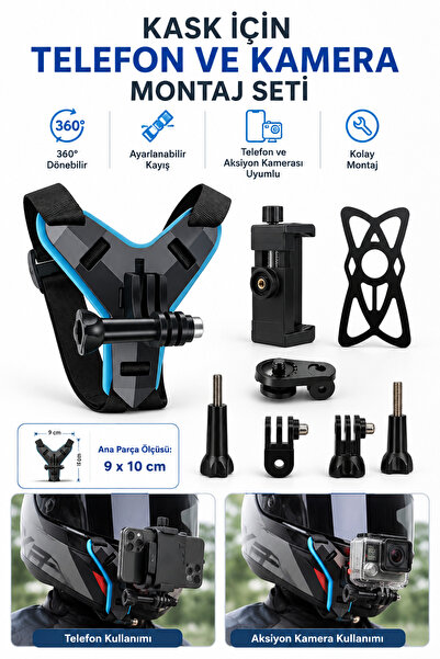 ALL FAST Motosiklet Kask Önü Telefon ve Aksiyon Kamera Montaj Aparatı Kask Ba...