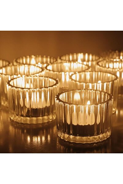 SWIUKPHE Set of 12 Clear Glass Tealight Candle Holders (2" x 1.4"), Bulk Tea ...