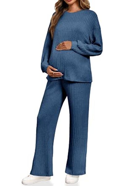 GENERAL Yousify Womens Maternity Pajamas Sets 2 Piece Outfits Ribbed Knit Lon...