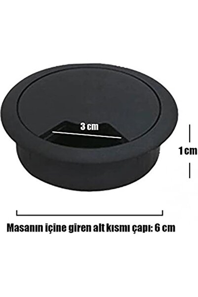 NUBLADO Siyah Plastik Masa İçi Kablo Geçiş Yuvası 60mm (6cm) - Çalışma Masası...