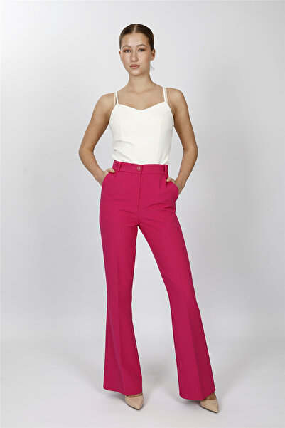 ÖNDER ÖZSOY Belted Spanish Flared Trousers - Fuchsia - 5006100