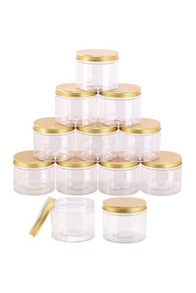 Generic Pieces 250ml Empty Bottle Refillable Clear Plastic Jars with Gold Lid...