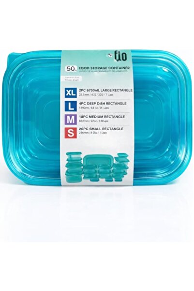 Generic Food Storage Container Set, 50 Pieces, Plastic Rectangle Containers w...