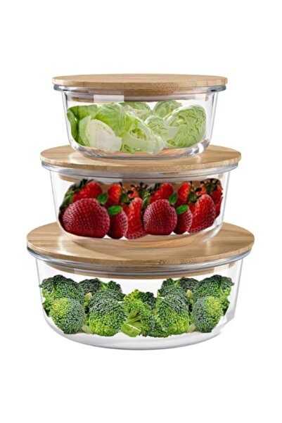 Generic food storage containers, 3 different sizes bamboo LIDS Eco Friendly M...