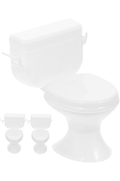 KASTWAVE Mini Toilet Seat Toy for Dollhouse, Classic Bathroom Miniature Furni...
