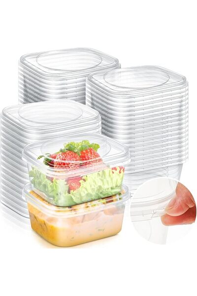 TERRIFI 20 Pack Tamper Proof Containers with Lids – 8 oz Clear Plastic Square...