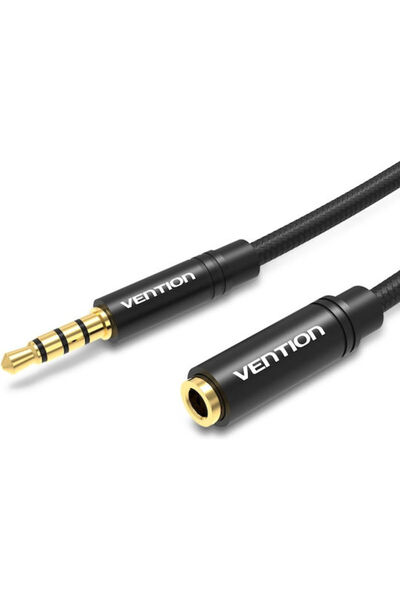 Vention Καλώδιο Jack 3.5mm TRRS, αρσενικό 3.5mm σε θηλυκό 3.5mm, Μαύρο, 1.5μ,...