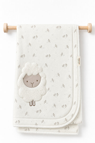 BabyCosy Organic Wear 100% Organic Cotton Wellsoft Baby Blanket with Lamb Det...
