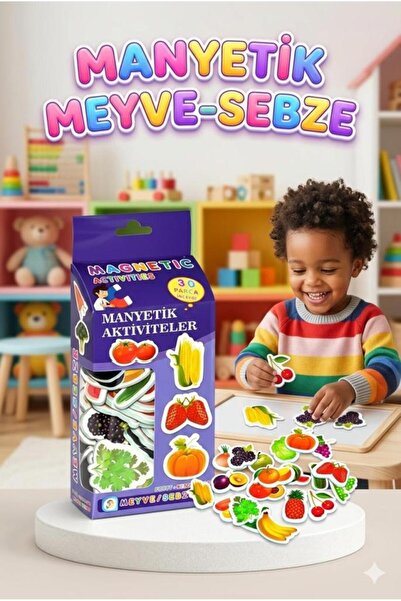 Tıfıl Toys 30-Piece Magnetic Fruit and Vegetable Educational Set Have Fun Whi...